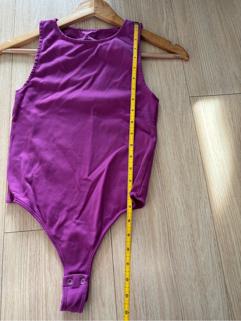 Dynamite 12” PTP Women’s Ribbed Tank One-Piece Bodysuit, Purple, Size Small. - Picture 8 of 8